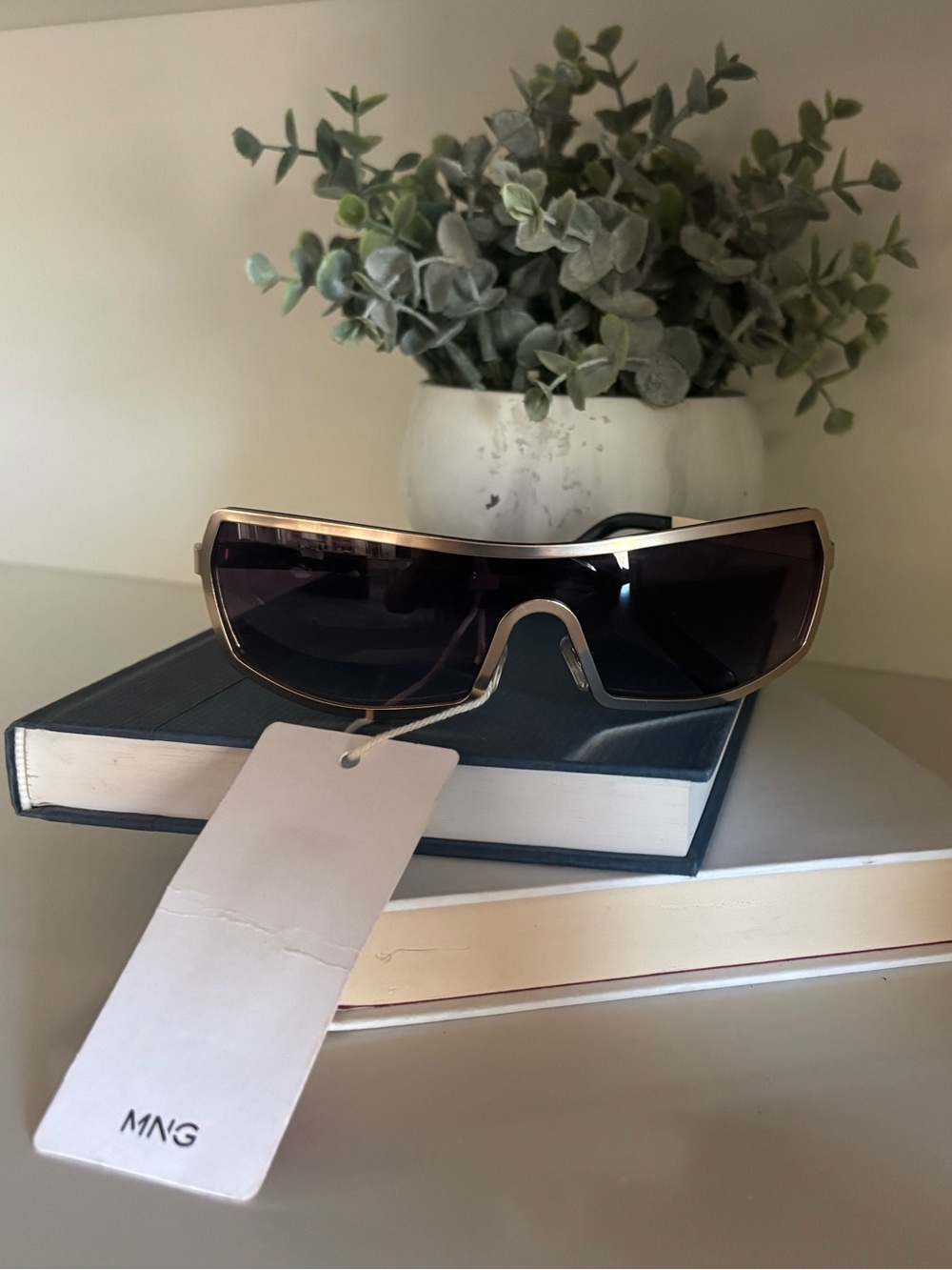 Mango Gold Frame Sunglasses with Dark Lenses